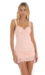 Ruched Mini Dress In Pink