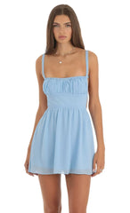 Fit And Flare Dress In Light Blue