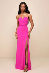 Effortless Radiance Magenta Strapless Mermaid Maxi Dress