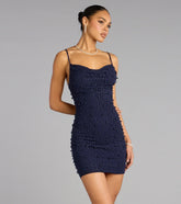 Vienna Rhinestone Pearl Mesh Mini Dress