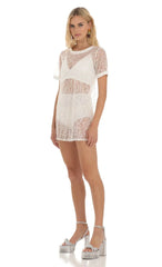 Glitter Three Piece Dress Set In White