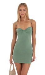 Chainlink Mini Dress In Green