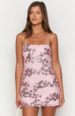 Alora Pink Butterfly Sequin Mini Dress