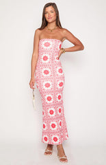 Arizona Red Tile Print Maxi Dress