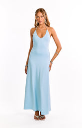 Chevelle Light Blue Halter Maxi dress
