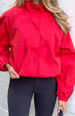 Enya Red Funnel Neck Sports Jacket