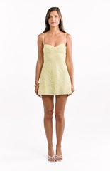 Evani Yellow Sequin Party Mini Dress