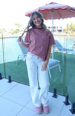 Alba Pink Stripe Oversized Tee
