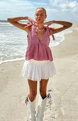 Indra White Broderie Mini Skirt