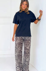 Joplin Black Sheer Zebra Print Pants