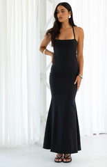 Kelcey Black Sequin Detail Formal Maxi Dress