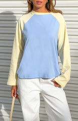 Perry Blue Contrast Raglan Sleeve Top