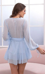 Ruffle Wrap Dress In Baby Blue