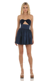 Corset Cutout Dress In Navy