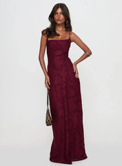 Celena Maxi Dress Burgundy Burnout Petite
