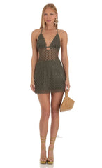 Cut Out Dress In Green