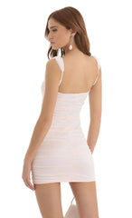 Mesh Hook And Eye Bodycon Dress In Pink