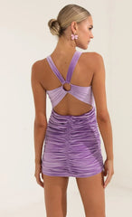 Velvet Bodycon Dress In Purple