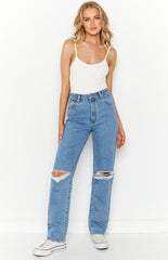 ABRAND A 94 High Straight Georgia Rip Blue Jeans