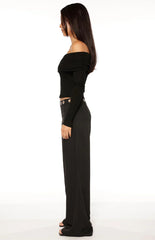 Devotion Black Eyelet Straight Leg Pants