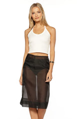 Francesca Black Organza Sheer Midi Skirt Two Piece Set