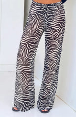 Joplin Black Sheer Zebra Print Pants