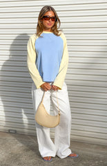 Perry Blue Contrast Raglan Sleeve Top
